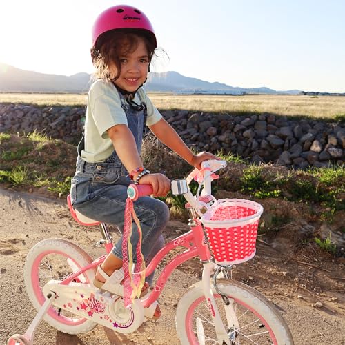 RoyalBaby Stargirl Kids Bike 12 Inch Girls Bicycle for Children with Training Wheels & Basket, Pink
