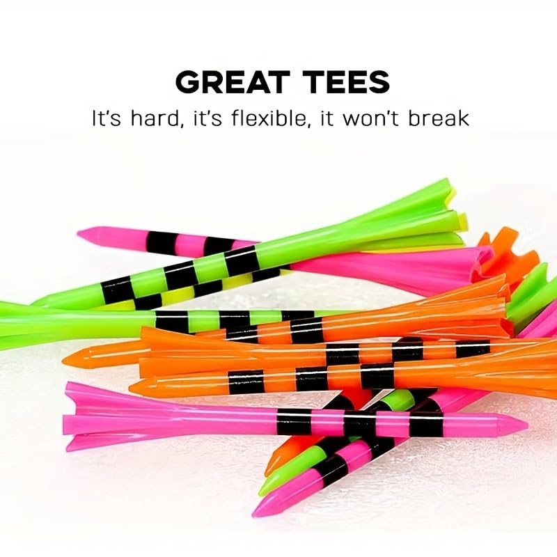 Swingtek 120 Pack Plastic Golf Tees,Contain 100 Pcs 3-1/4 Inch Unbreakable Long Tees And 20 Short Tees,Mixed Color,Frictional Re
