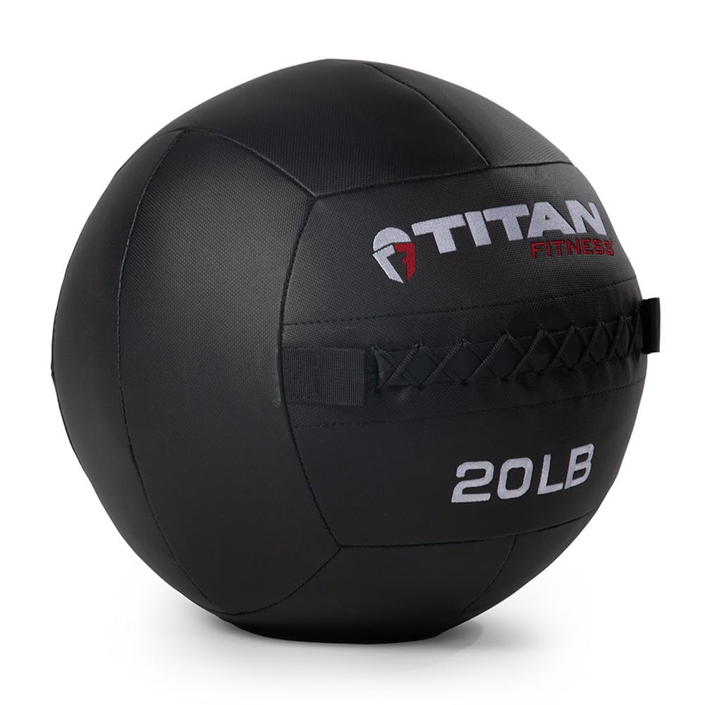 Titan Fitness 20 Lb Composite Wall Ball, Soft Shell Poly-Composite Laminate Cross Texture Non-Slip Grip, Tight Stitching, Medici
