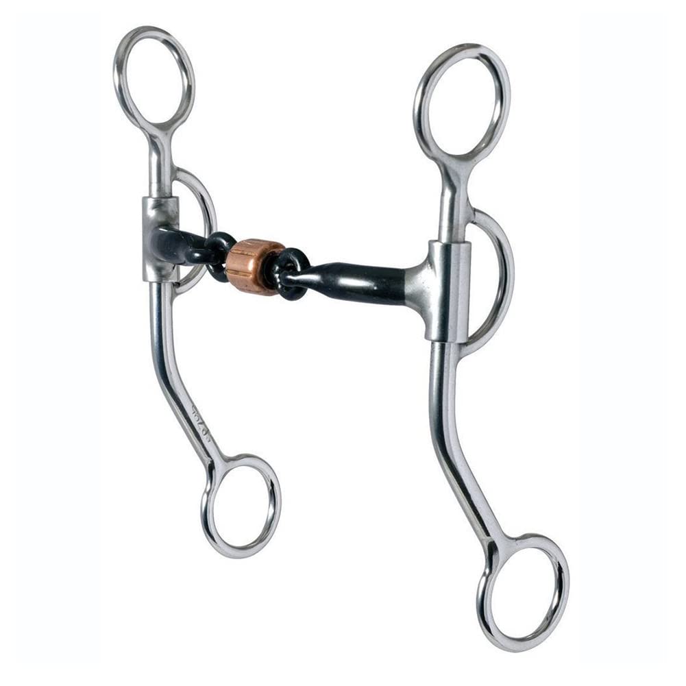 Reinsman 776 All Around Curb Bit For Horse - 3-Piece Sweet Iron Snaffle With Copper Roller - Stage C, 7 Cheeks, 5 Mouth7/16 3-Pi