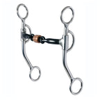 Reinsman 776 All Around Curb Bit For Horse - 3-Piece Sweet Iron Snaffle With Copper Roller - Stage C, 7 Cheeks, 5 Mouth7/16 3-Pi