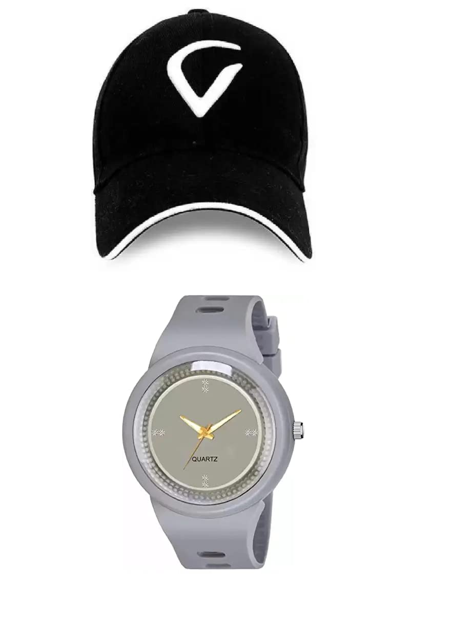 Selloria Brand Soft Cotton Adjustable Unisex Cap Quick Drying Sun Hat With Grey Watch Protection For Men And Women (Freesize) Ba