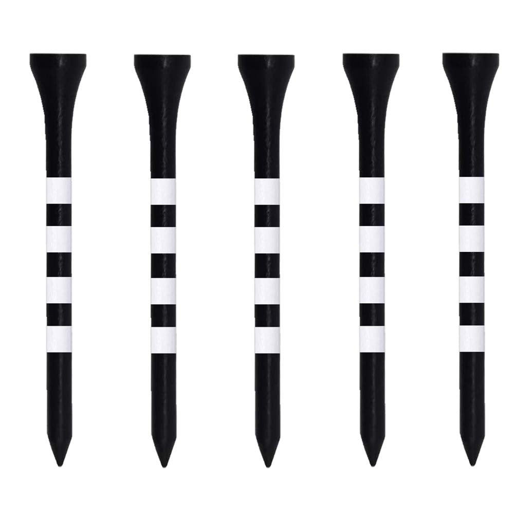 Zivisk Wooden Golf Tees 2-3/4 Inch 100 Count, 2.75'' Long Golf Wood Bamboo Tees(Black,70Mm)
