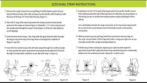 Izzo Golf Comfort Swivel Dual-Strap Golf Bag Strap, Medium/Large