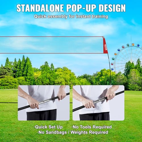 Vevor Freestanding Volleyball Training Net For Indoor Or Outdoor Use, Adjustable Height Portable Net System With Carrying Bag, P