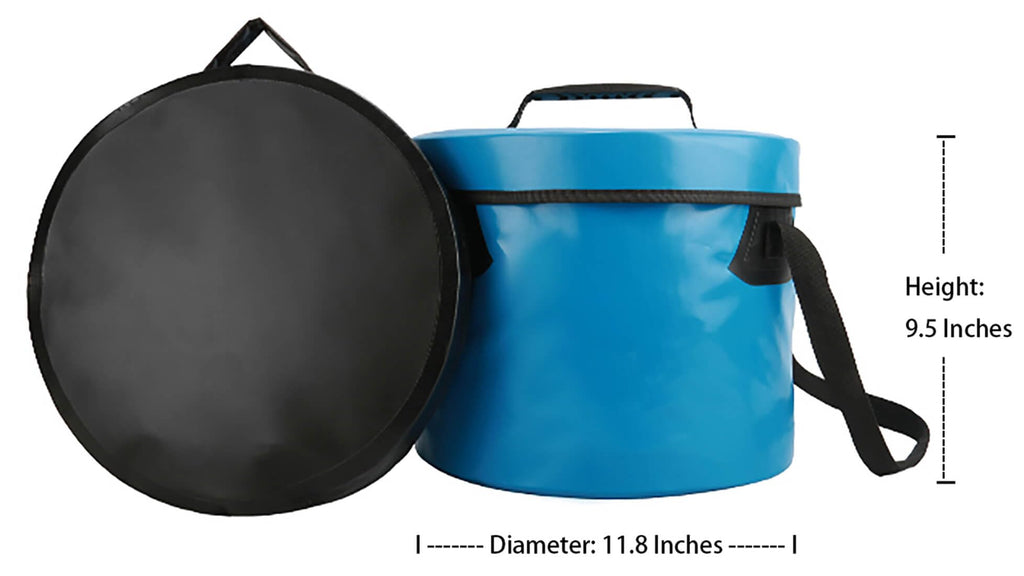 Banchelle Collapsible Camping Bucket With Lid 5 Gallon For Traveling Fishing Gardening (Blue, 20L)