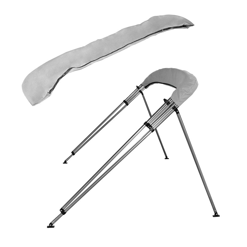 Msc 3 Bow 4 Bow Bimini Top Boat Cover With Rear Support Pole And Storage Boot (4 Bow 8'L X 54'' H X 91''-96'' W, Grey)