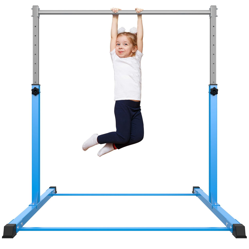 Safly Fun Gymnastics Bar For Kids Ages 3-15 For Home - Steady Steel Construction, Anti-Slip, Easy To Assemble, 3 To 5 Adjustable