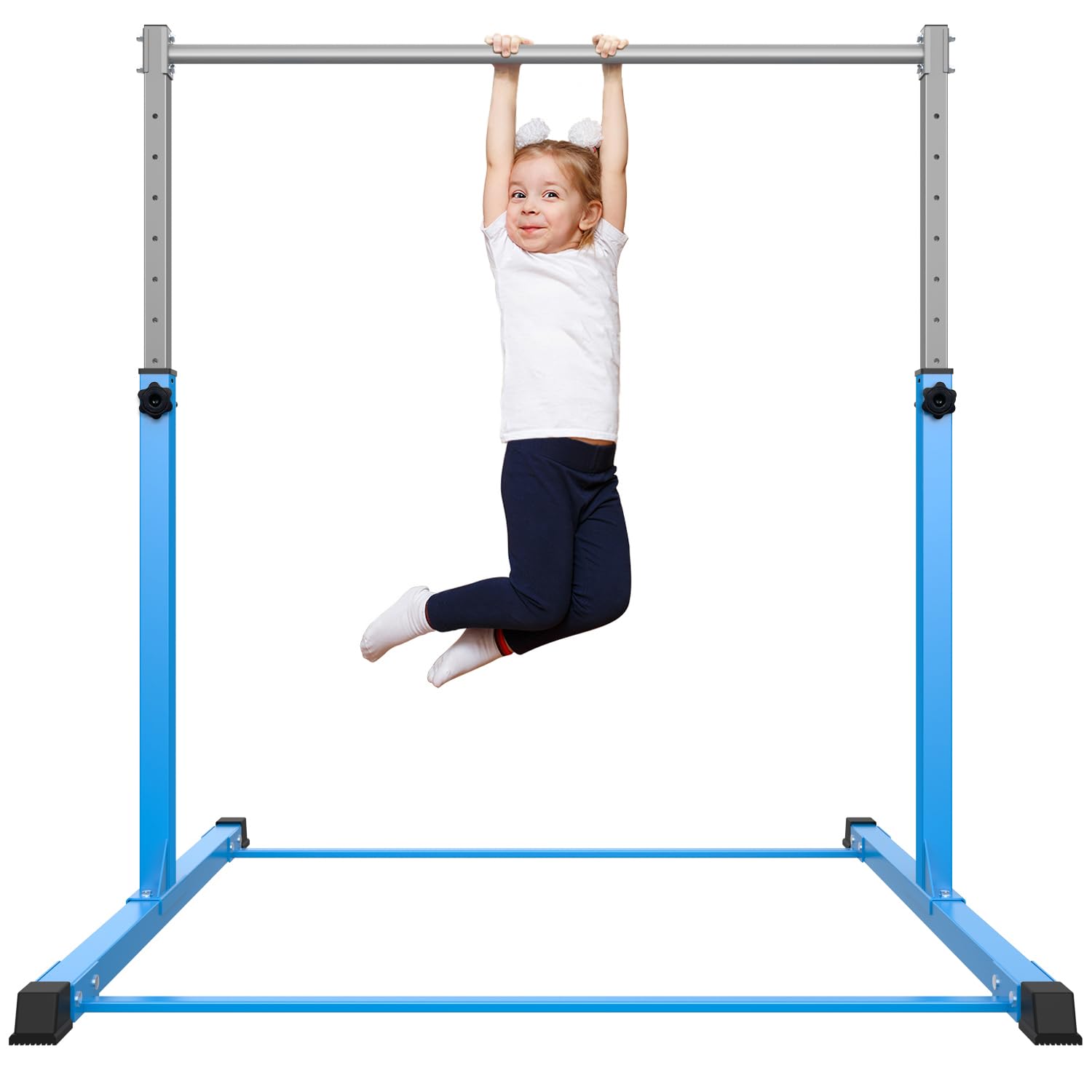 Safly Fun Gymnastics Bar For Kids Ages 3-15 For Home - Steady Steel Construction, Anti-Slip, Easy To Assemble, 3 To 5 Adjustable