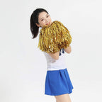 Baotongle 12 Pcs Cheerleading Squad Spirited Fun Poms Pompoms Cheer Costume Accessory For Party Dance Sports (Goldens)
