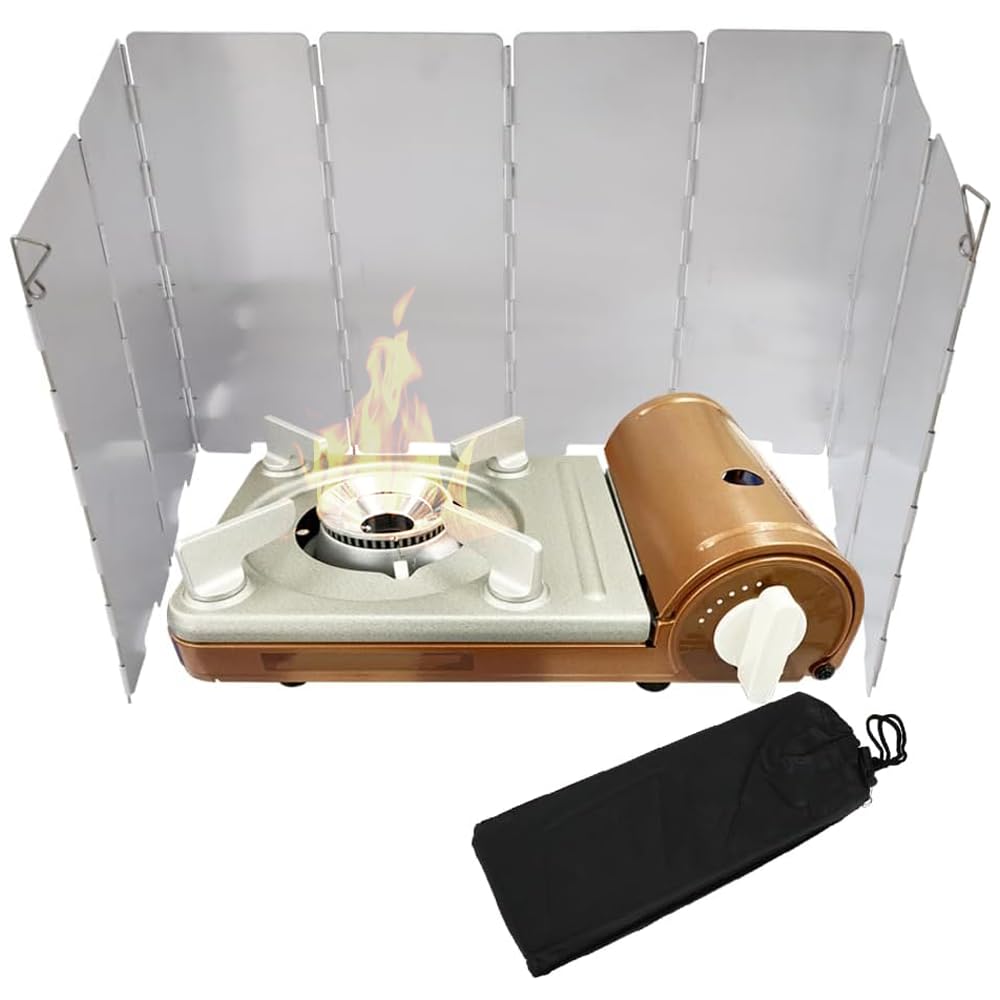 Japard Aluminum Camping Stove Windshield, Windscreen For Camping Stove, 9.4X26In, 8 Plates, 8Oz Lightweight Portable Camp Stove