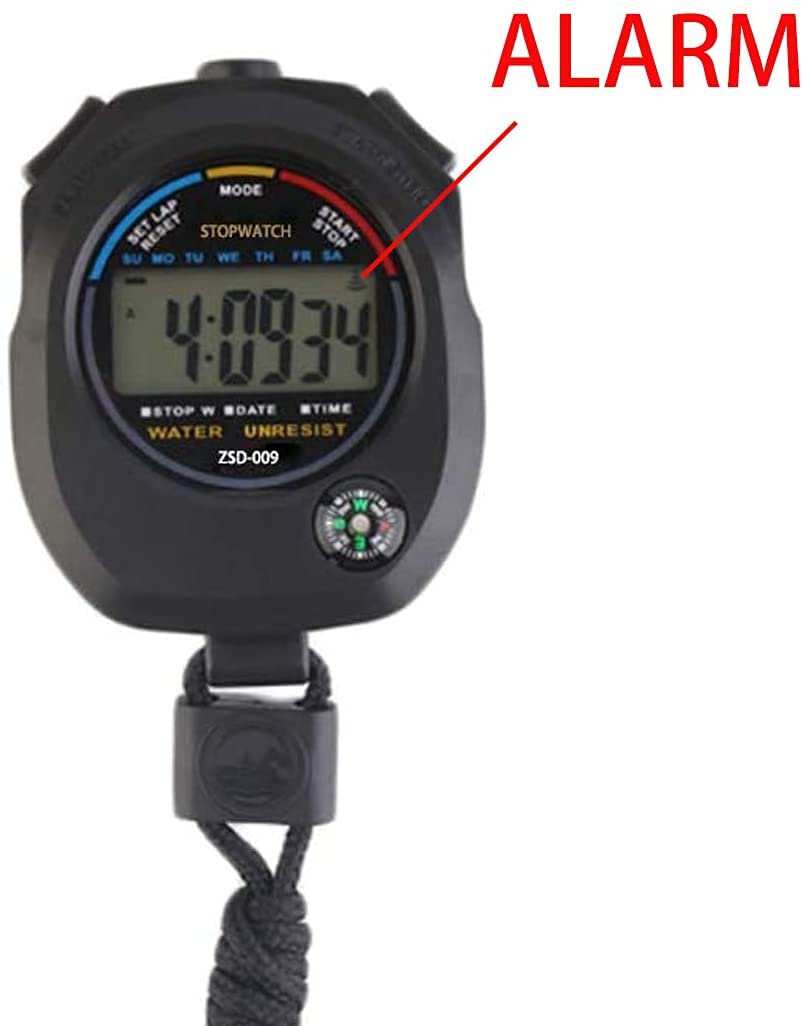 Multi-Function Electronic Digital Sport Stopwatch Timer, Large Display with Date Time and Alarm Function,Suitable for Sports Coa