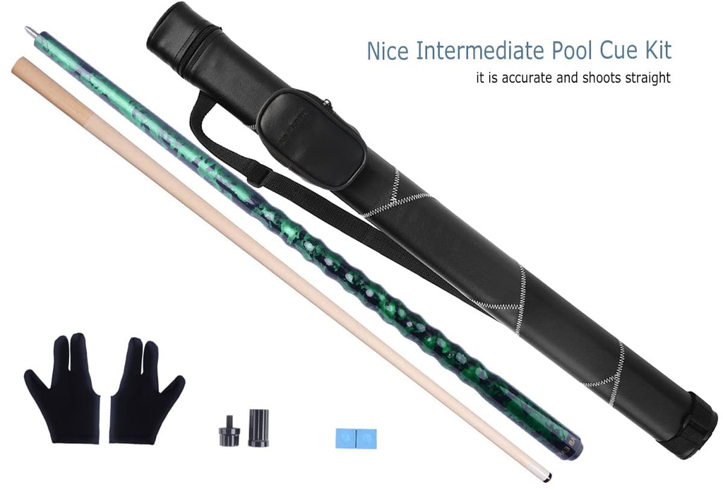 Ab Earth Ergonomic Design 13Mm Tip 58'' Maple Pool Cue Stick Kit With Hard Case (Green, 18Oz)