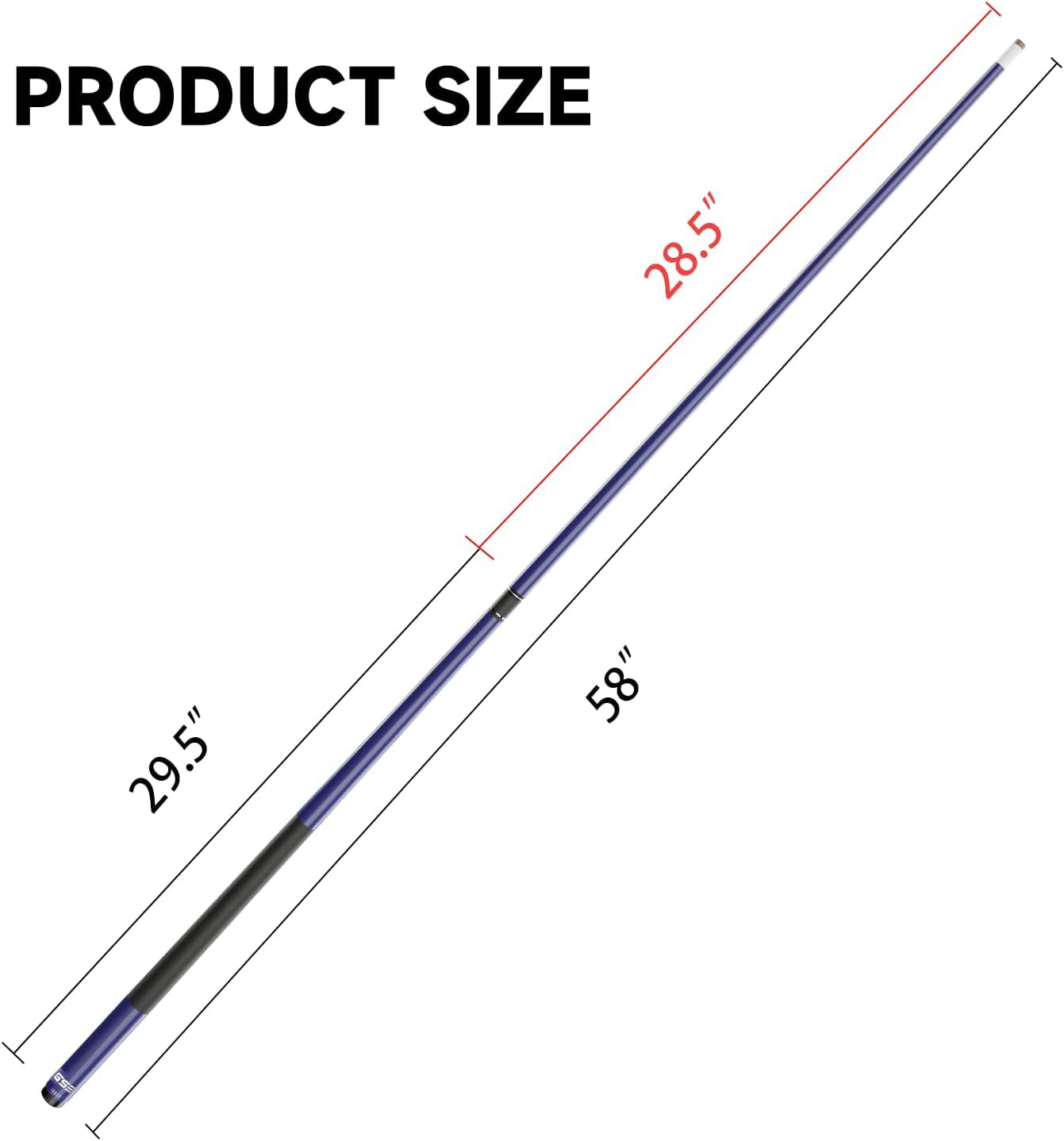 Gse 58'' 2-Piece Fiberglass Graphite Composite Billiard Pool Cue Stick For Men/Women, Billiard Cue Stick For House Or Commercial