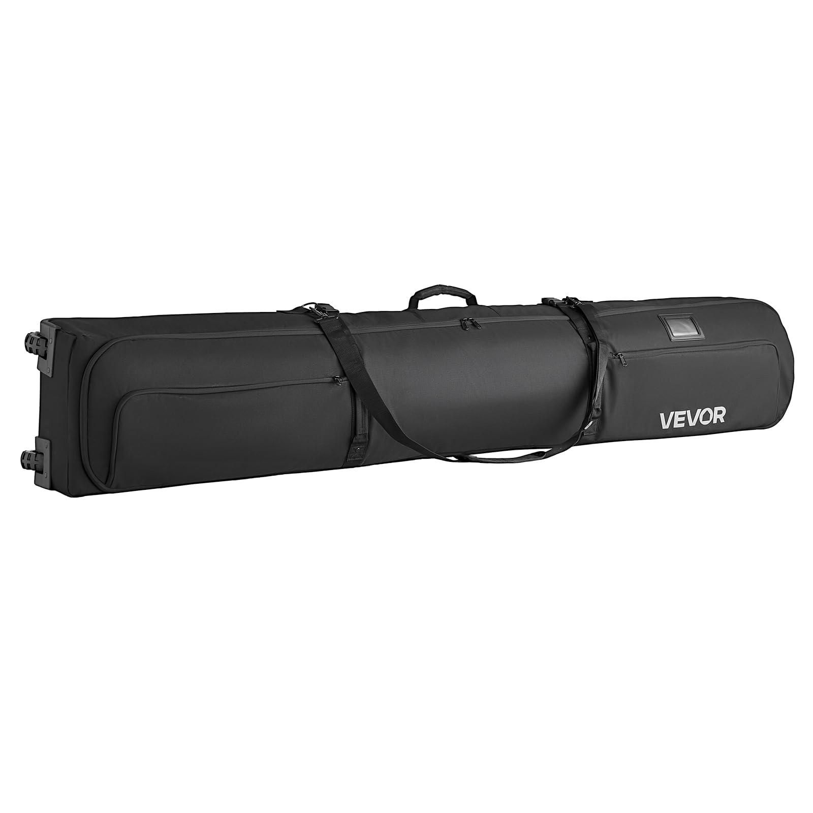 VEVOR Ski Roller Bag, Up to 68.9 in/175 cm, Padded Snowboard Bag with Wheels for Air Travel, 600D Waterproof Oxford Fabric, with