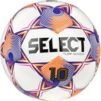 Select Numero 10 Turf Match Soccer Ball, 12-Ball Pack with Duffle Ball Bag and Hand Pump, White/Orange/Purple V25, Size 5
