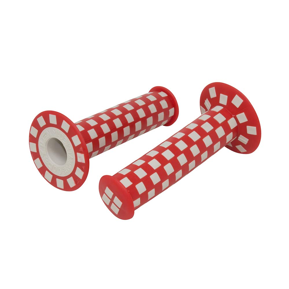 Fenix Vintage Checkered Bmx Bicycle Grips, (Red/White)
