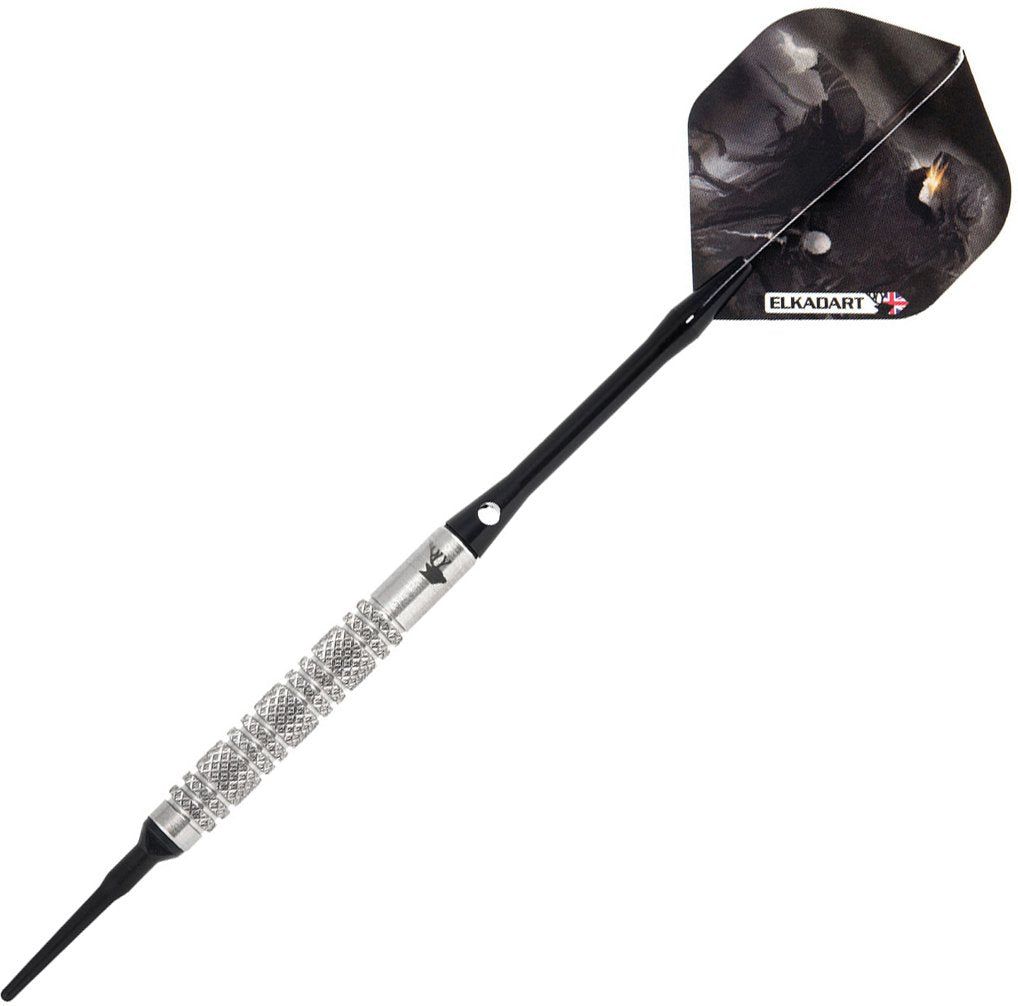 Elkadart Wizard 80% Tungsten Soft Tip Darts With Storage/Travel Case, Ringed, 18 Grams Silver