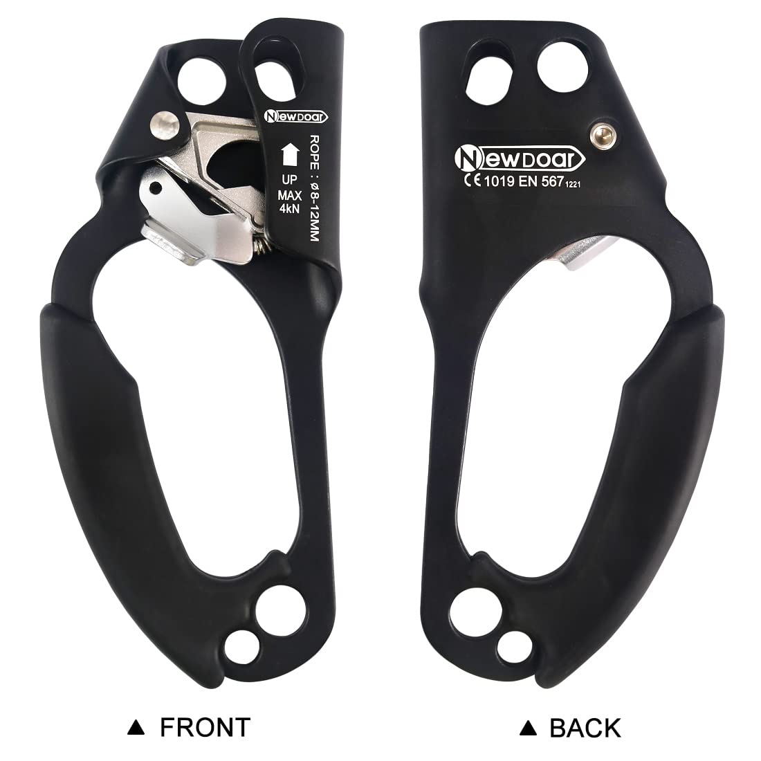 Newdoar Left Hand Ascender Rock Climbing Tree Arborist Rappelling Gear Equipment Ce Certified Rope Clamp For 8~13Mm Rope(Left Ha