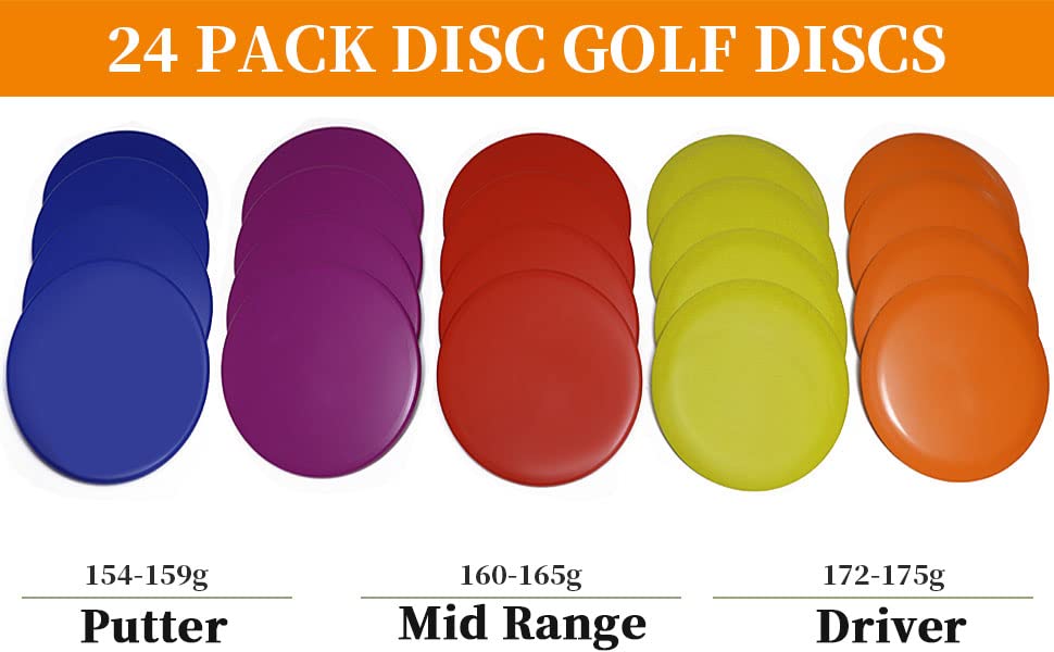 Gooso Disc Golf Starter Set 24 Pack - 8Pcs Putter, 8Pcs Midrange, 8Pcs Driver - Diy Your Discs