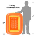 Hiwena Inflatable Kiddie Pool, 45'' X 35'' X 14'' Orange Kids Swimming Pool Summer Water Fun Bathtub With Inflatable Soft Floor