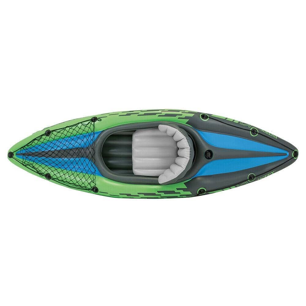 Intex Challenger K1 Kayak 1 Man Inflatable Canoe With Aluminum Oars And Hand Pump, Greenblue
