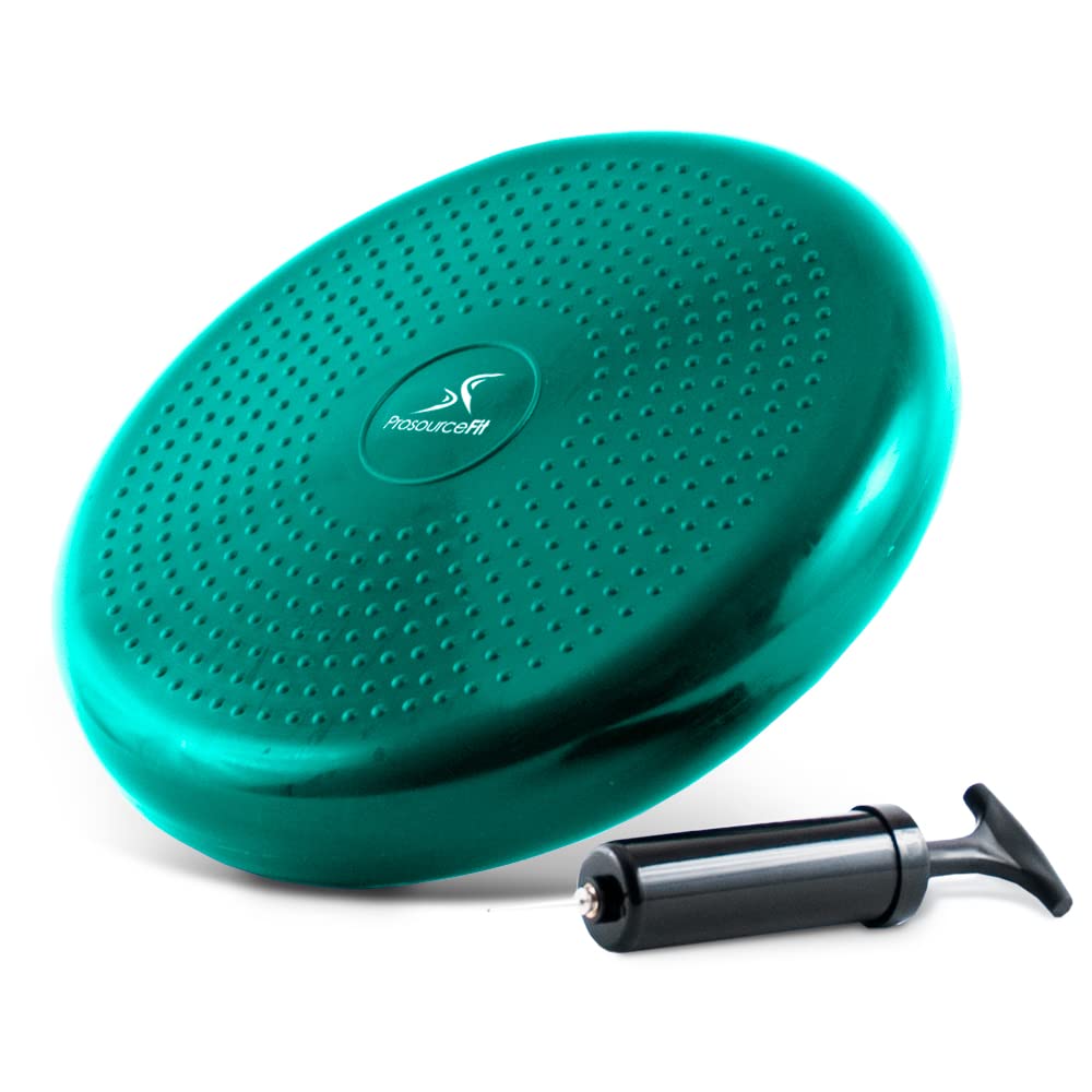 Prosourcefit Core Balance Disc Trainer, 14 Diameter With Pump For Improving Posture, Fitness, Stability, Green