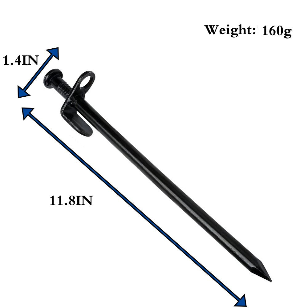 Ium? 10-Pack Tent Stakes, Black / 11.8Inch Heavy Duty Camping Stakes With Oxford Fabric Pouch, Unbreakable And Inflexible Steel