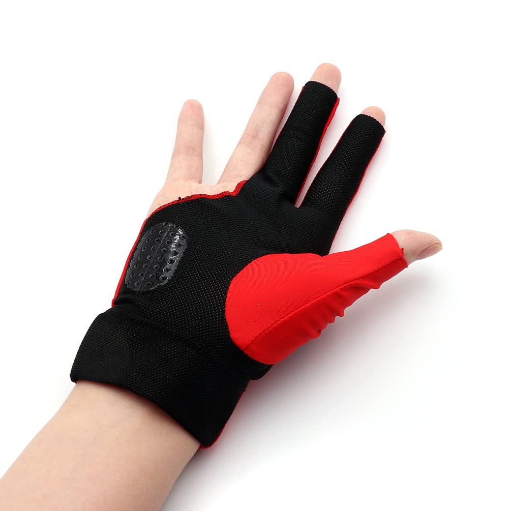 Cuesoul Professional Billiard Gloves Red-Wear On Right Hand Size M