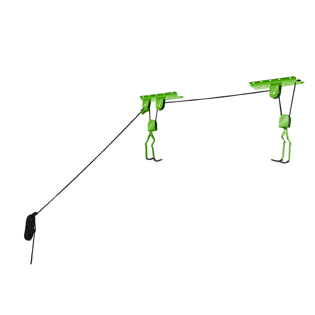 Bike Hanger Set - Set Of 2 Overhead Pulley System Bike Hangers For Garage With 100Lb Capacity For Bicycles By Rad Sportz