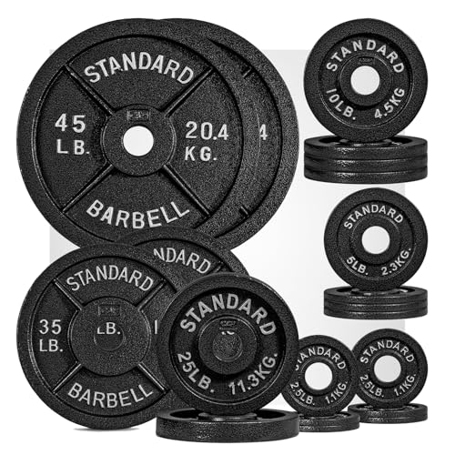 CAP Barbell 285 LB Classic Olympic 2-Inch Cast Iron Weight Plate Set | Black