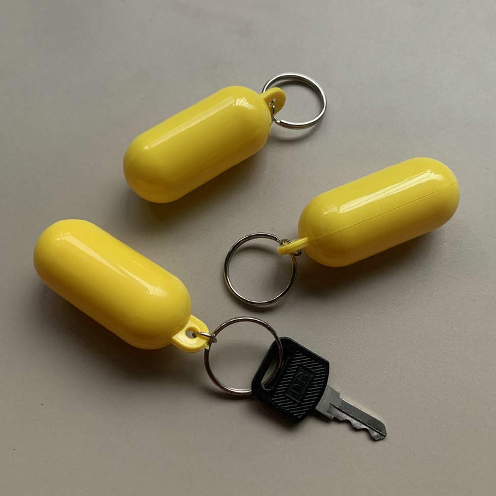 Luzen 4Pcs Plastic Floating Keychain Pill-Shape Floating Key Ring Key Float Keychain Pendant For Boating Fishing Kayak Surfing S