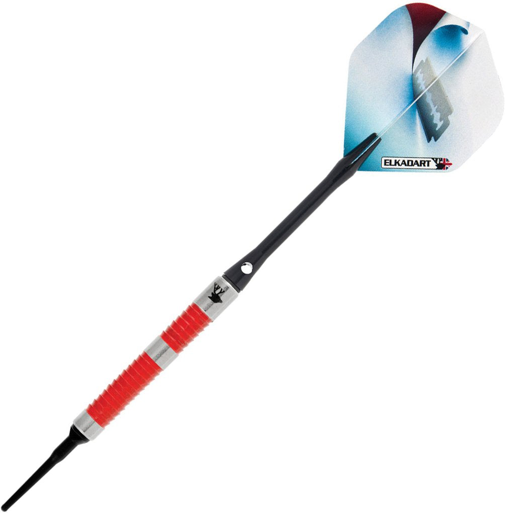 Elkadart Razor 80% Tungsten Soft Tip Darts With Storage/Travel Case, Ringed, 18 Grams , Red