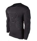Men's Long Sleeve Padded Compression Shirt Football Protective Gear Set Training Suit for Soccer Rugby Basketball Paintball Rib 