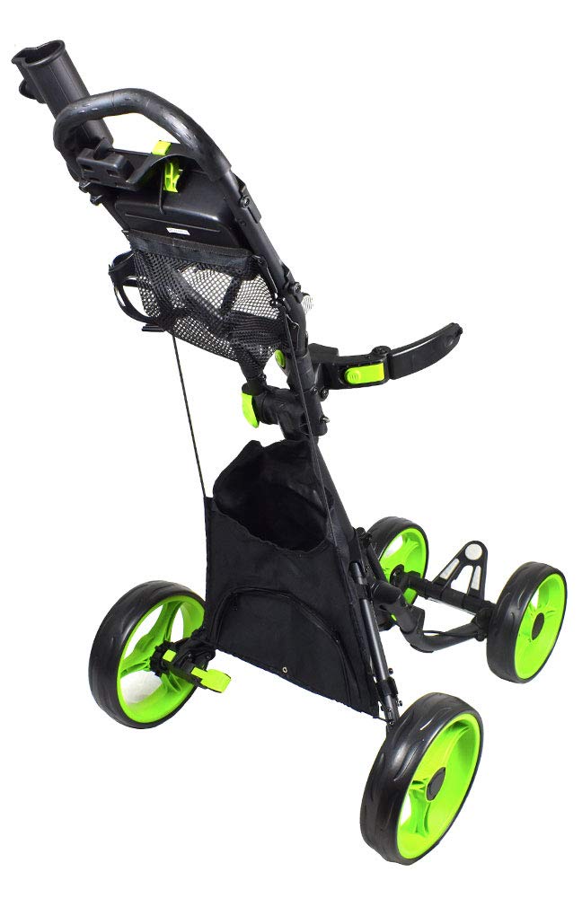 Caddytek 4 Wheel Golf Push Cart - Compact, Lightweight, Close Folding Push Pull Caddy Cart Trolley - Explorer V8, Lime