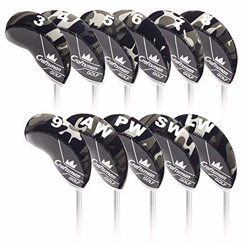 Craftsman Golf 11Pcs/Set Camouflage Black & Gray Splice Neoprene Golf Club Head Cover Wedge Iron Protective Headcover For Mizuno