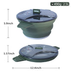 Campwolf 2.5L Collapsible Camping Cook Pot,Portable Cookware For Outdoor Hiking (Dark Green)