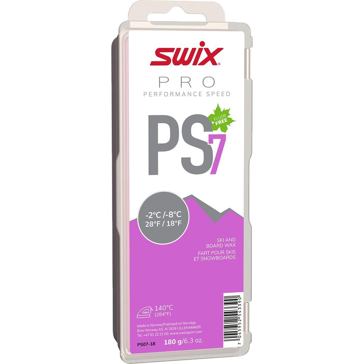 Swix PS7 Violet Pro Speed Ski and Snowboard Iron-On Wax for Warm Temperatures, 900g