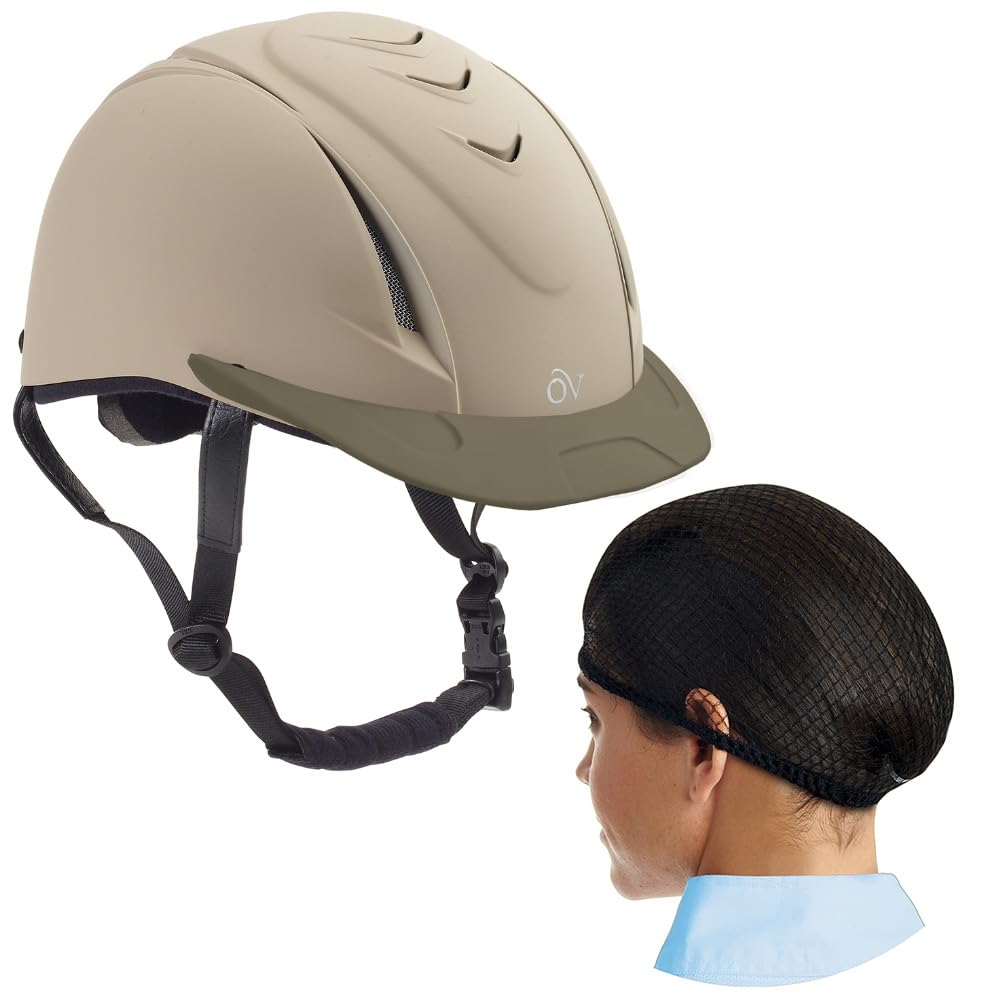 Ovation Deluxe Schooler Tan S/M Helmet With Deluxe Pk/2 Black One Size Hair Net