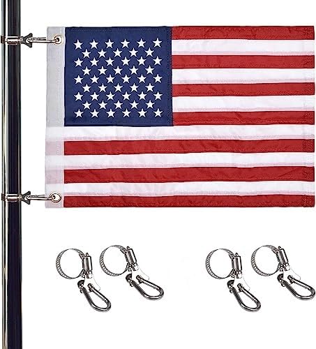 Universal Boat Flag Marine 12''X18'' With 4 Boat Flag Pole Kits Usa Flag With 50 Embroidered Stars American Boat Flag