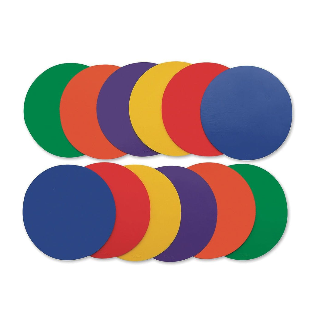 S&S Worldwide Spectrum 5'', Anti-Skid, Soft Round Vinyl Spot Markers For Pe/Gym Classes, Class Room Activities And Games, Assort