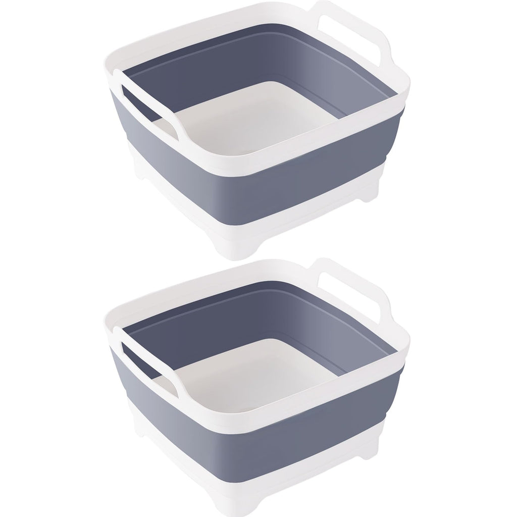 Detsuk Collapsible Dish Tub 2X9L-Collapsible Basin Bucket Portable Sink-Outdoor Multiuse Foldable Sink Tub Wash Dish Basin For K