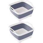 Detsuk Collapsible Dish Tub 2X9L-Collapsible Basin Bucket Portable Sink-Outdoor Multiuse Foldable Sink Tub Wash Dish Basin For K