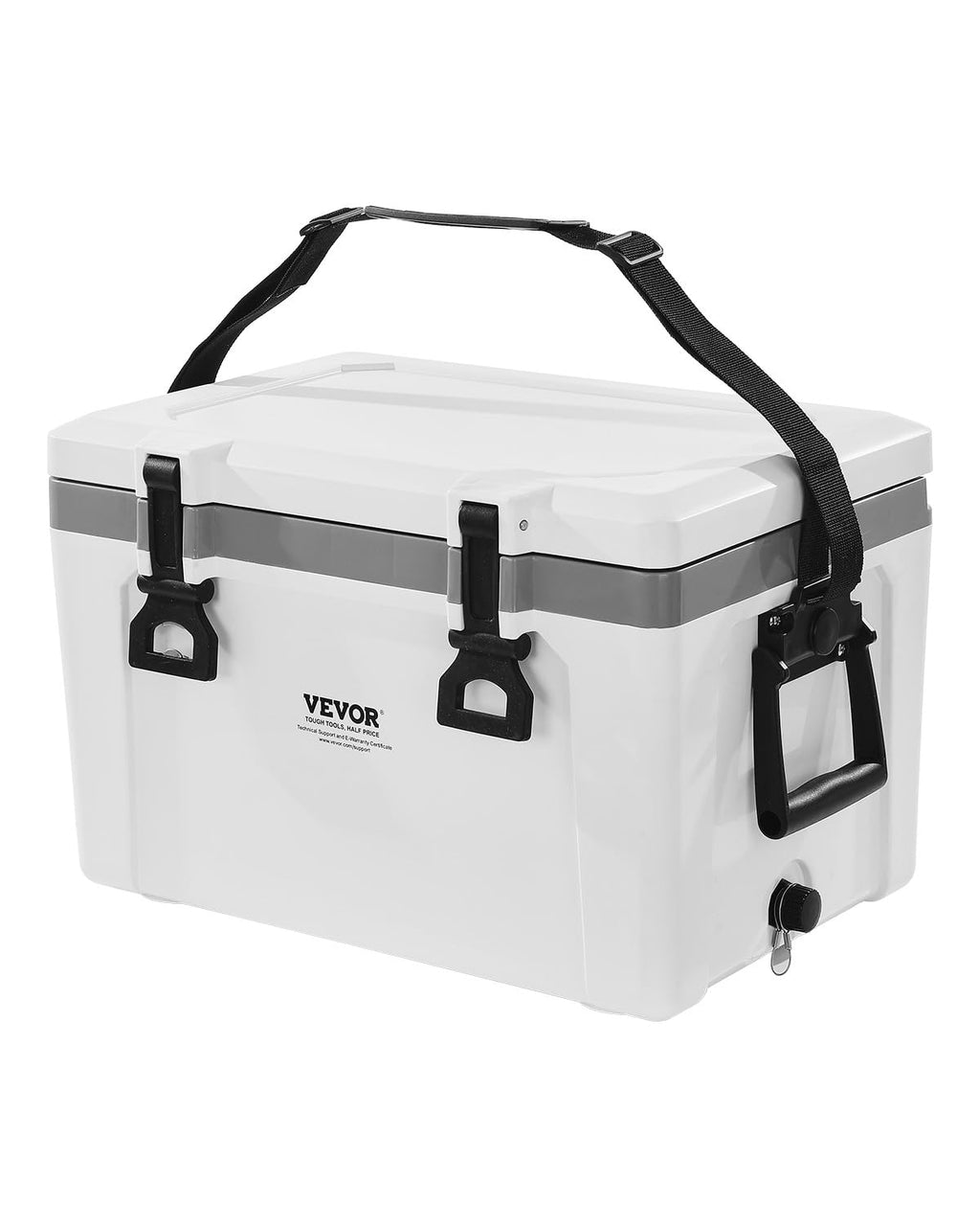 Vevor Portable Cooler, 26 Qt Hard Cooler With Ice Retention, Heavy-Duty Handles And Strap, Lightweight Rigid Material Insulated