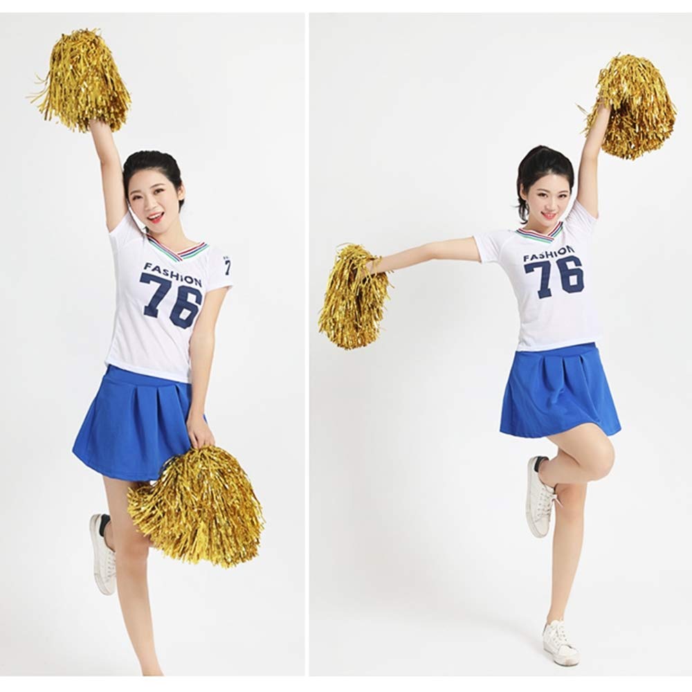 Baotongle 12 Pcs Cheerleading Squad Spirited Fun Poms Pompoms Cheer Costume Accessory For Party Dance Sports (Goldens)