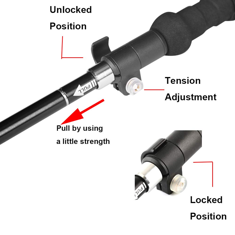 A Alafen Aluminum Collapsible Ultralight Travel Trekking Hiking Pole For Men And Women