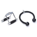 Black Mountain Products Cable Machine Attachment Combo - V Bar And Tricep Rope, Silver