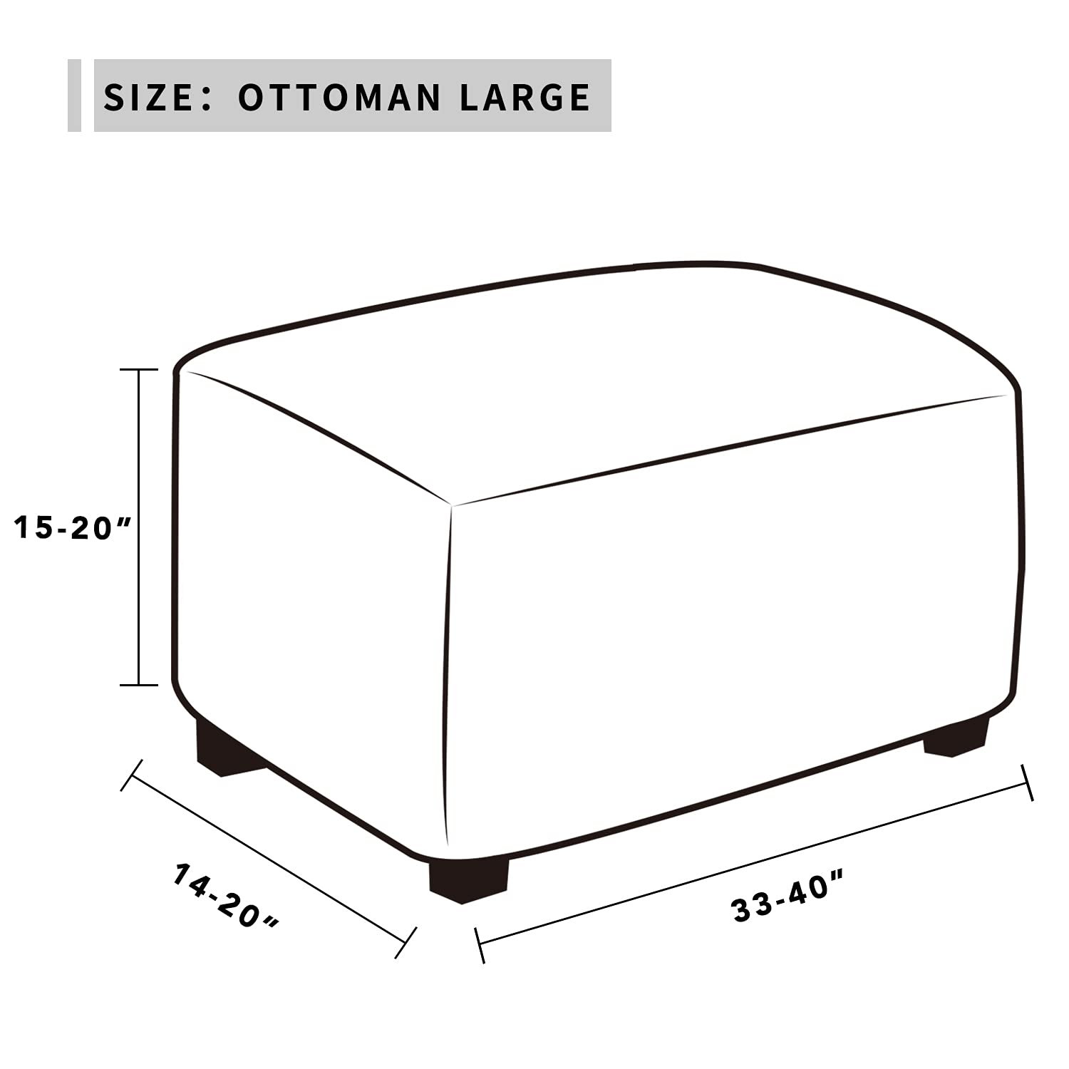 Easy-Going Stretch Ottoman Cover Folding Storage Stool Furniture Protector Soft Rectangle Slipcover Elastic Bottom( Ottoman Larg