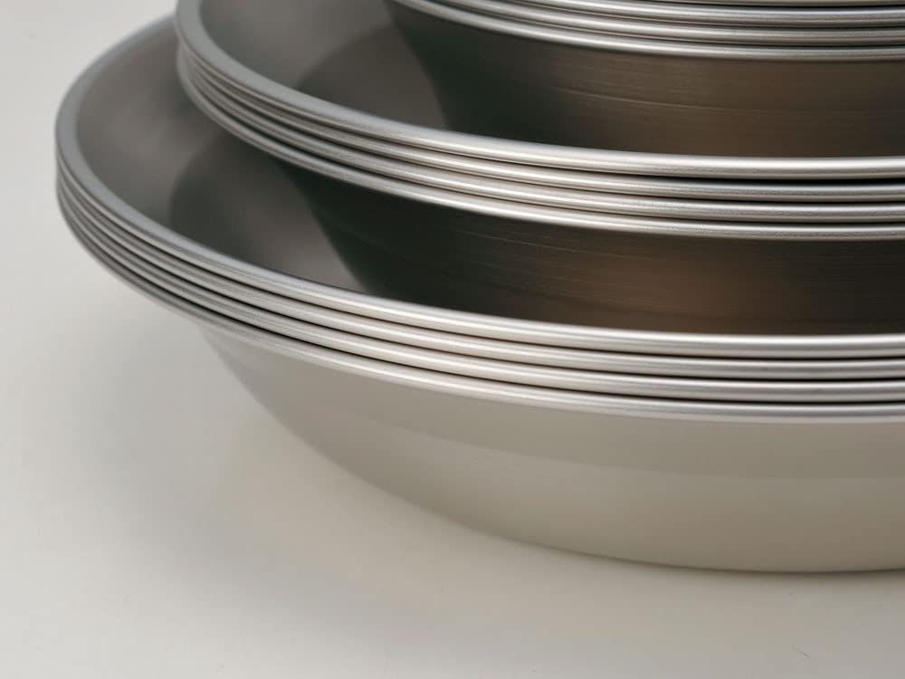 Tableware Set - Ultralight, Stainless Steel Camping Cookware Set - Durable Kitchenware Set With Plate, Dish, Bowls & Mesh Bag -