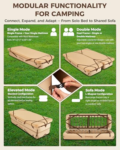 Kingcamp Camping Air Bed Frame - Portable & Compact Guest Air Mattress With Accessories, Single High Inflatable Blow-Up Bed Fram